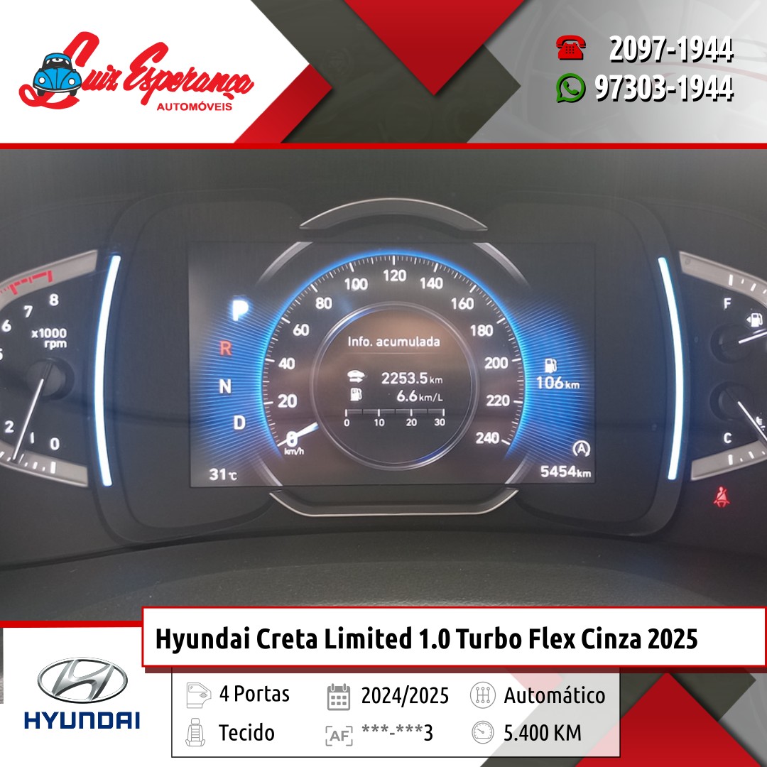Hyundai Creta Limited 1.0 Turbo Flex Cinza 2025