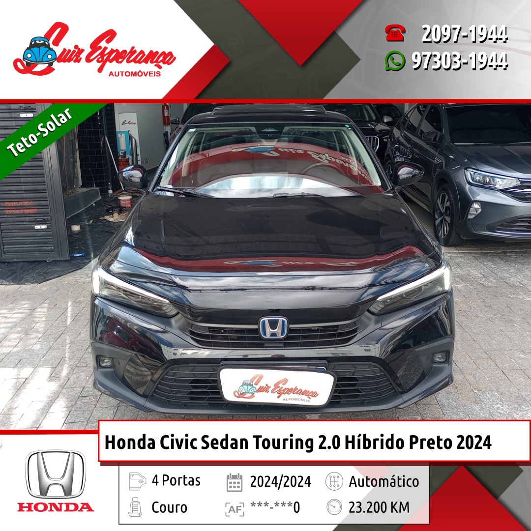 Honda Civic Sedan Touring 2.0 Híbrido Preto 2024