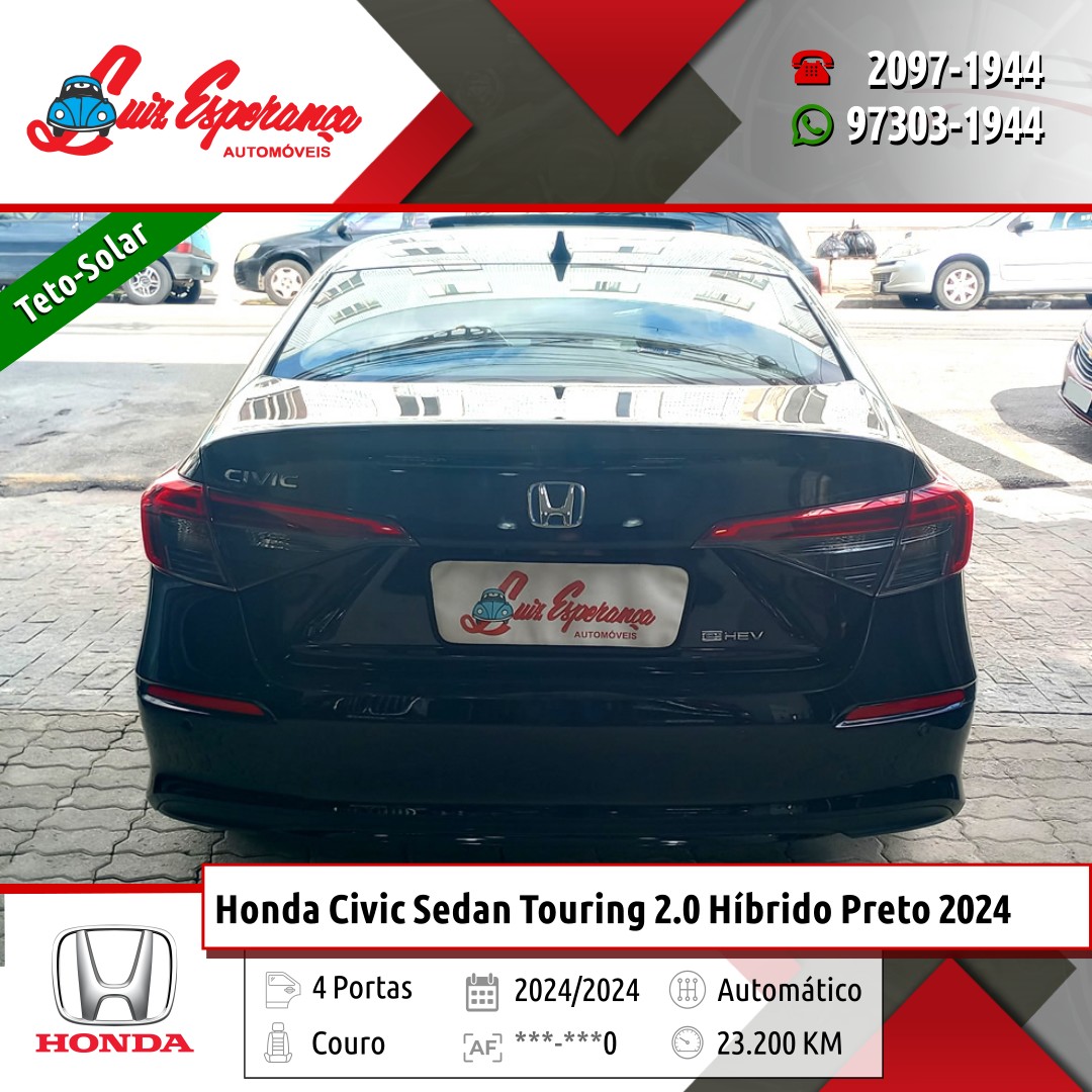 Honda Civic Sedan Touring 2.0 Híbrido Preto 2024