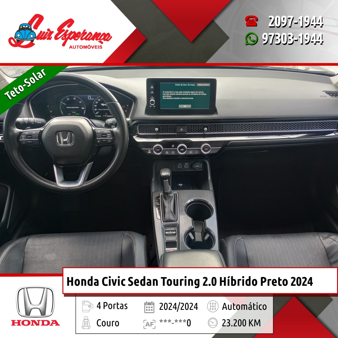 Honda Civic Sedan Touring 2.0 Híbrido Preto 2024