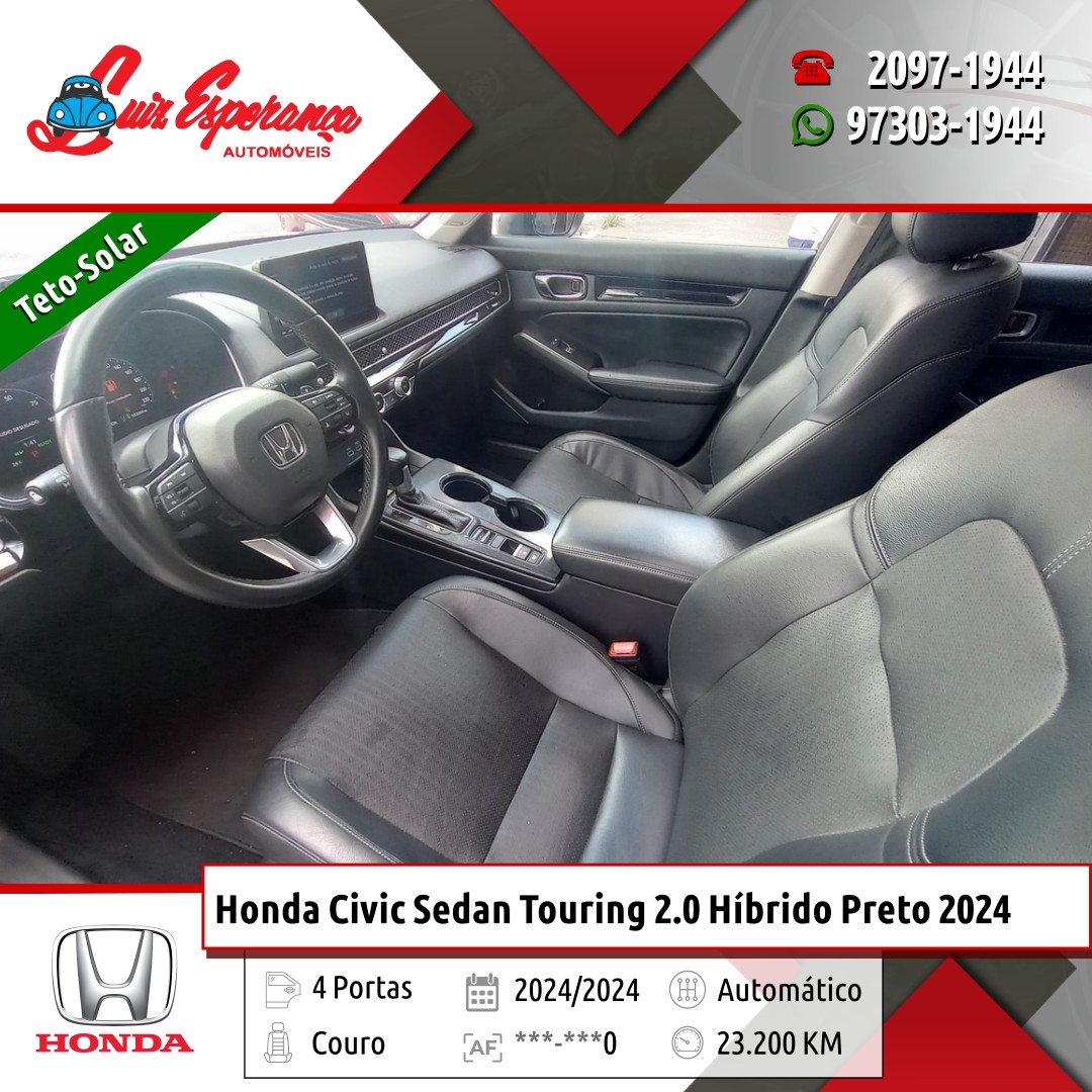 Honda Civic Sedan Touring 2.0 Híbrido Preto 2024