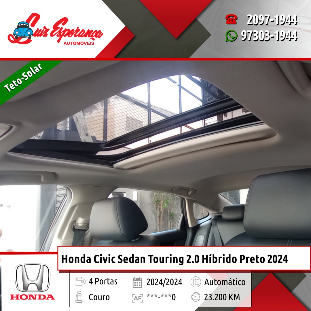 Honda Civic Sedan Touring 2.0 Híbrido Preto 2024