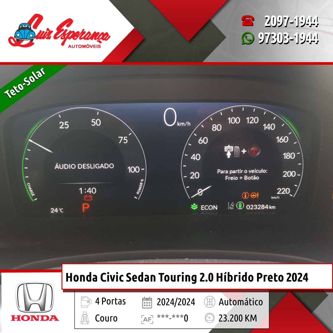 Honda Civic Sedan Touring 2.0 Híbrido Preto 2024