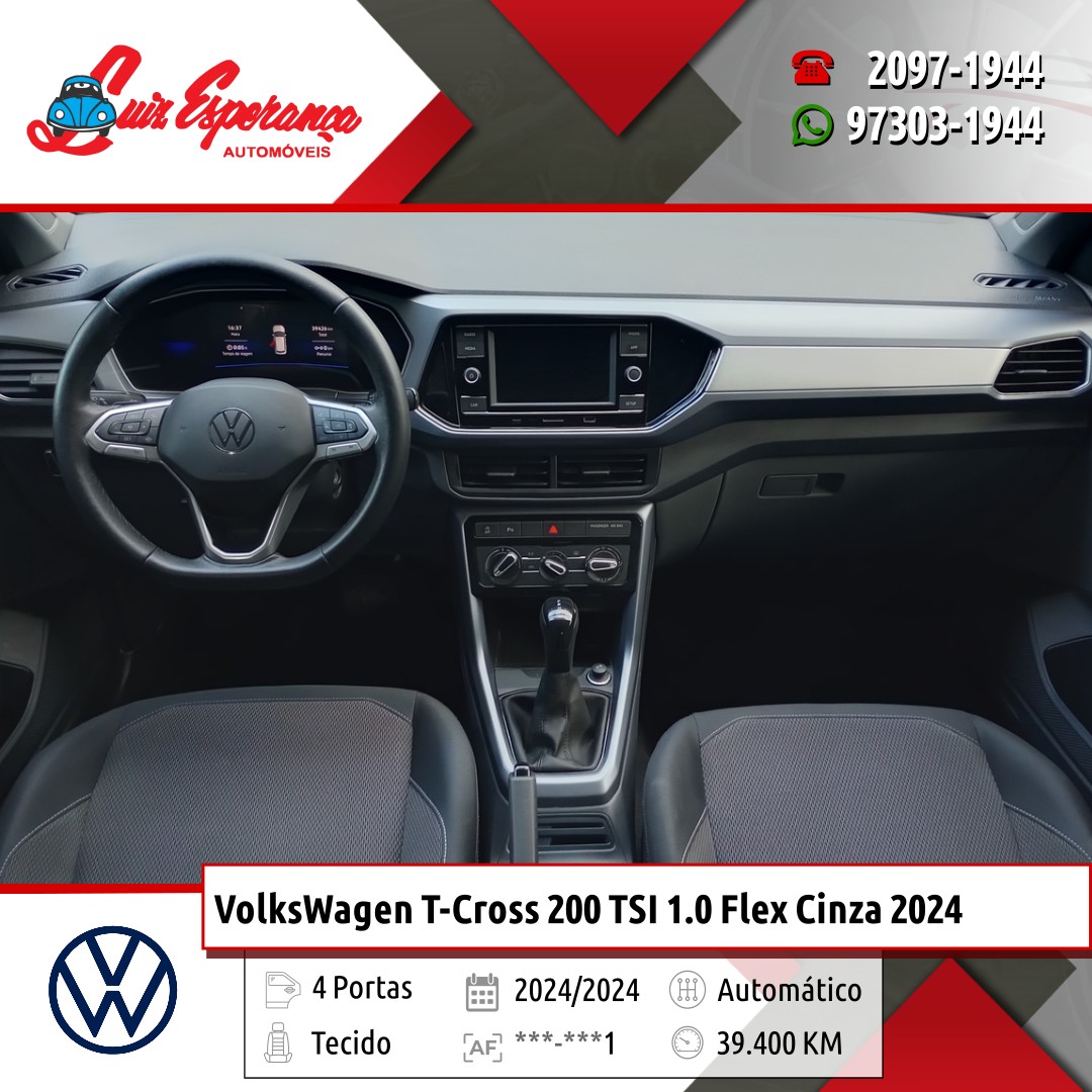 VolksWagen T-Cross 200 TSI 1.0 Flex Cinza 2024