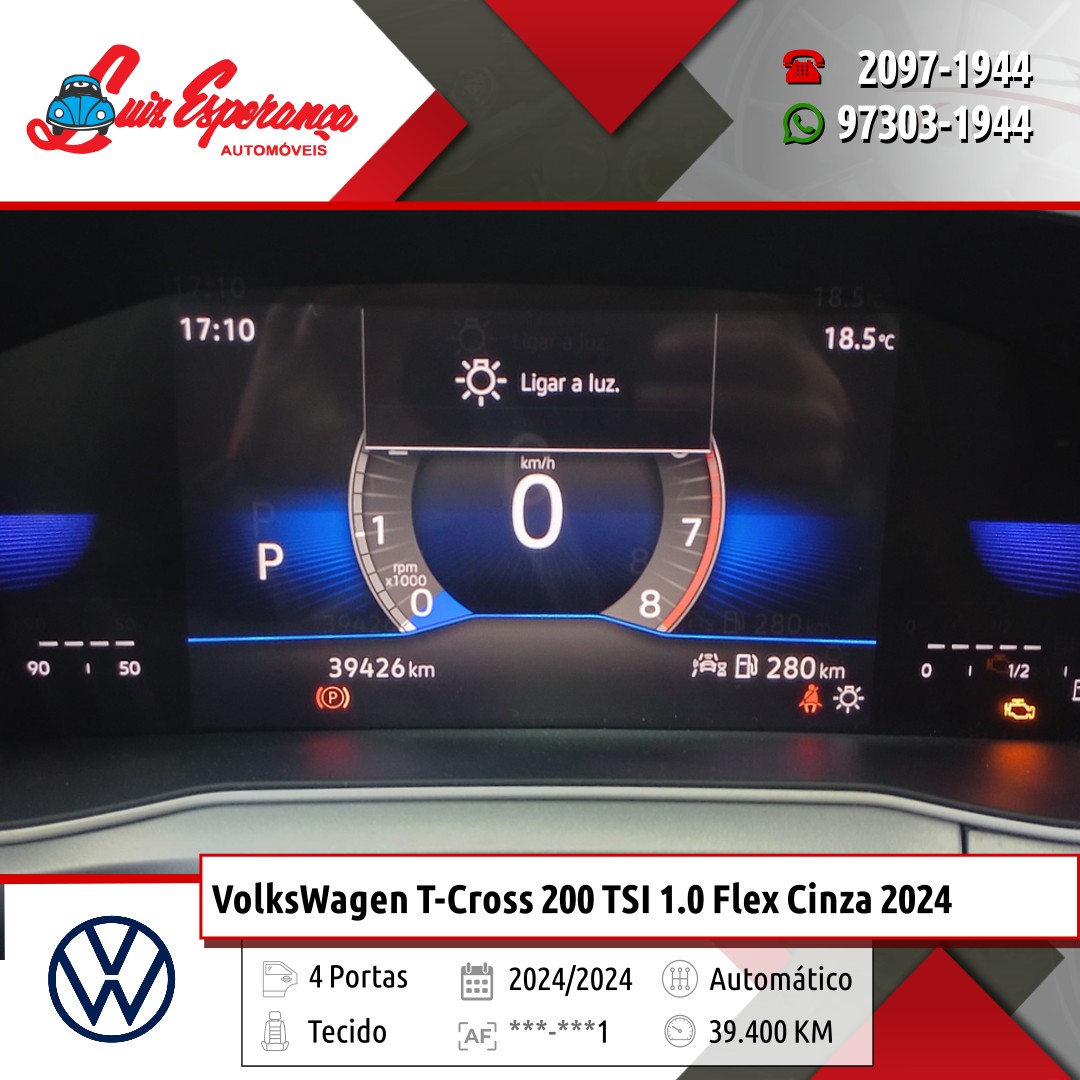 VolksWagen T-Cross 200 TSI 1.0 Flex Cinza 2024