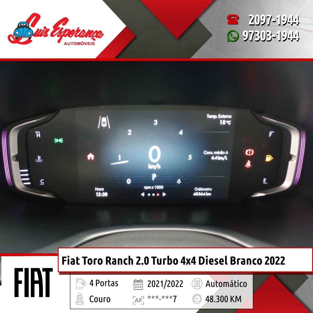 Fiat Toro Ranch 2.0 Turbo 4×4 Diesel Branco 2022