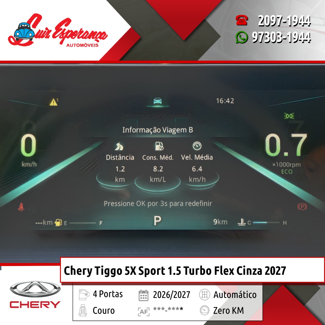Chery Tiggo 5X Sport 1.5 Turbo Flex Cinza 2027