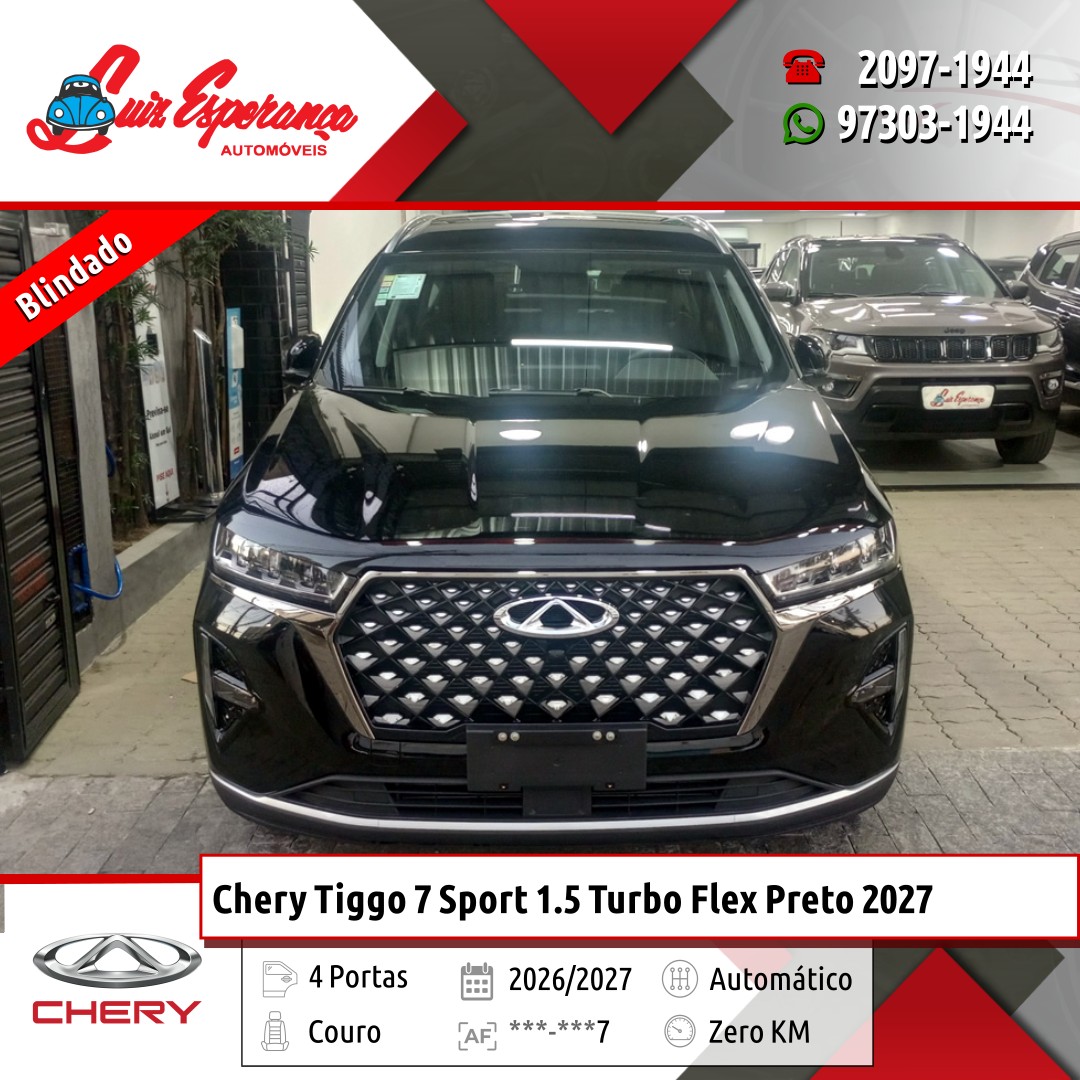Chery Tiggo 7 Sport 1.5 Turbo Flex Preto 2027