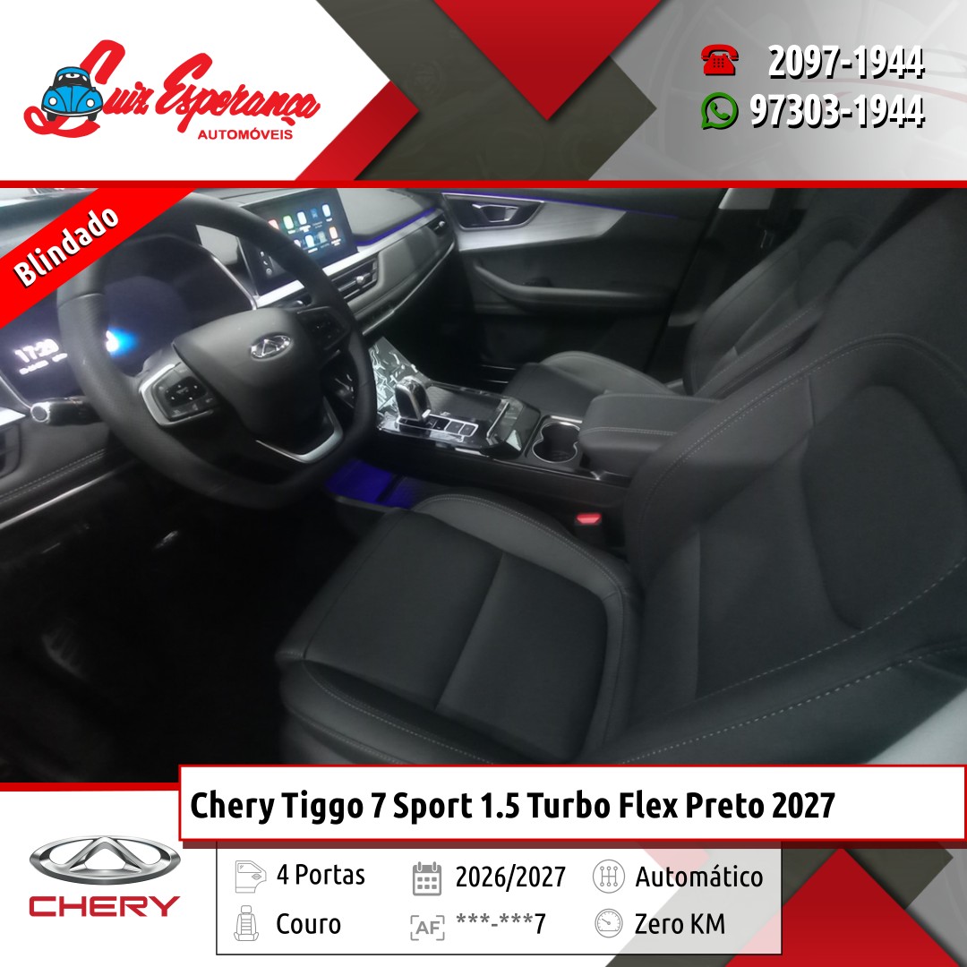 Chery Tiggo 7 Sport 1.5 Turbo Flex Preto 2027