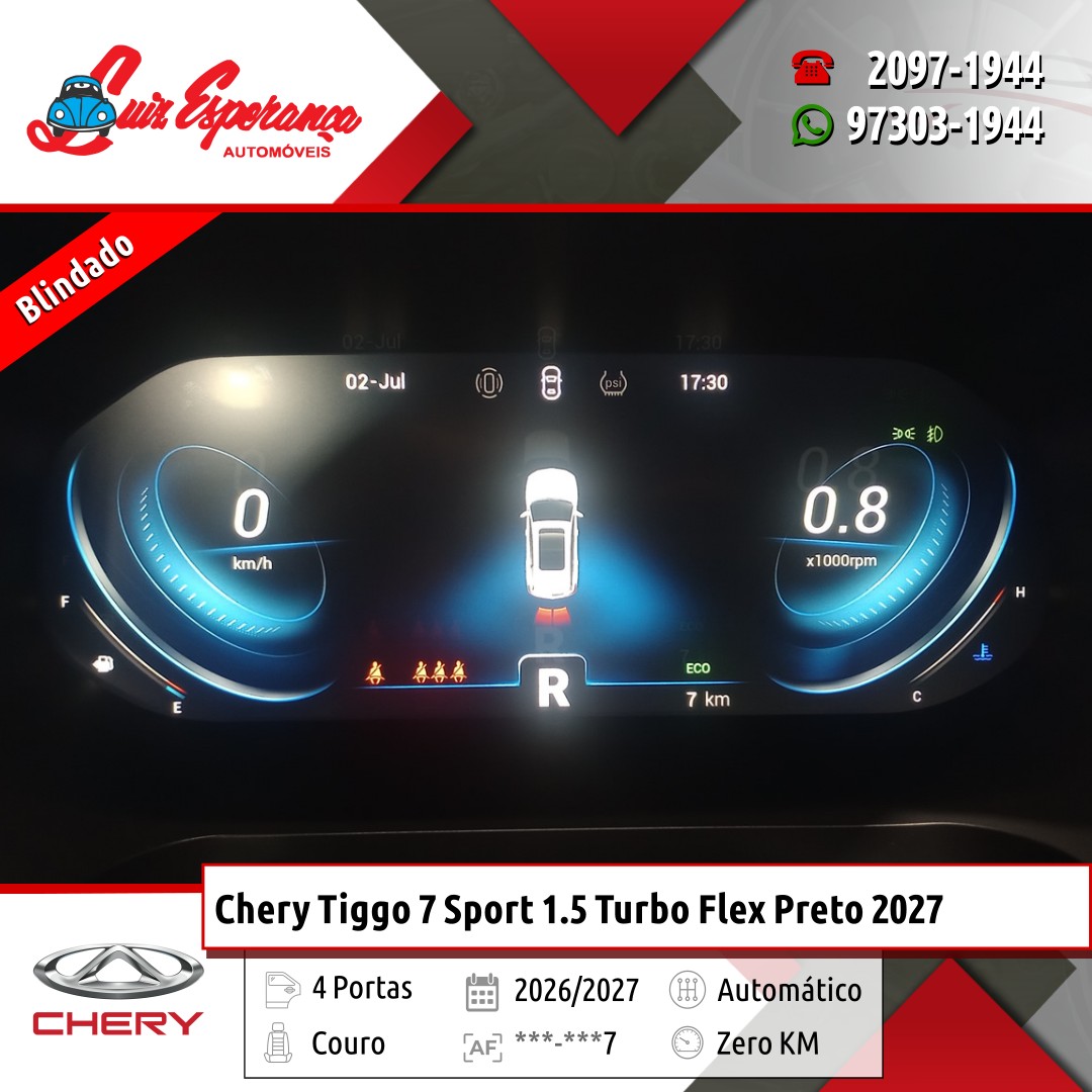 Chery Tiggo 7 Sport 1.5 Turbo Flex Preto 2027