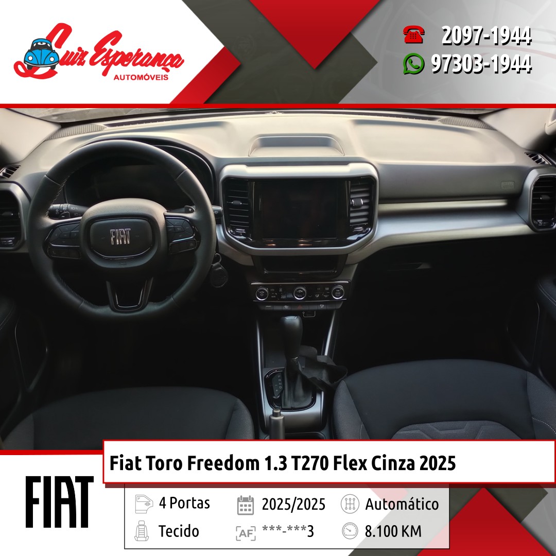 Fiat Toro Freedom 1.3 T270 Flex Cinza 2025