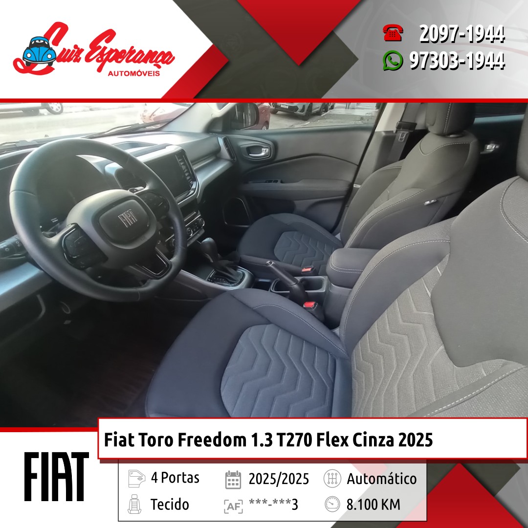 Fiat Toro Freedom 1.3 T270 Flex Cinza 2025
