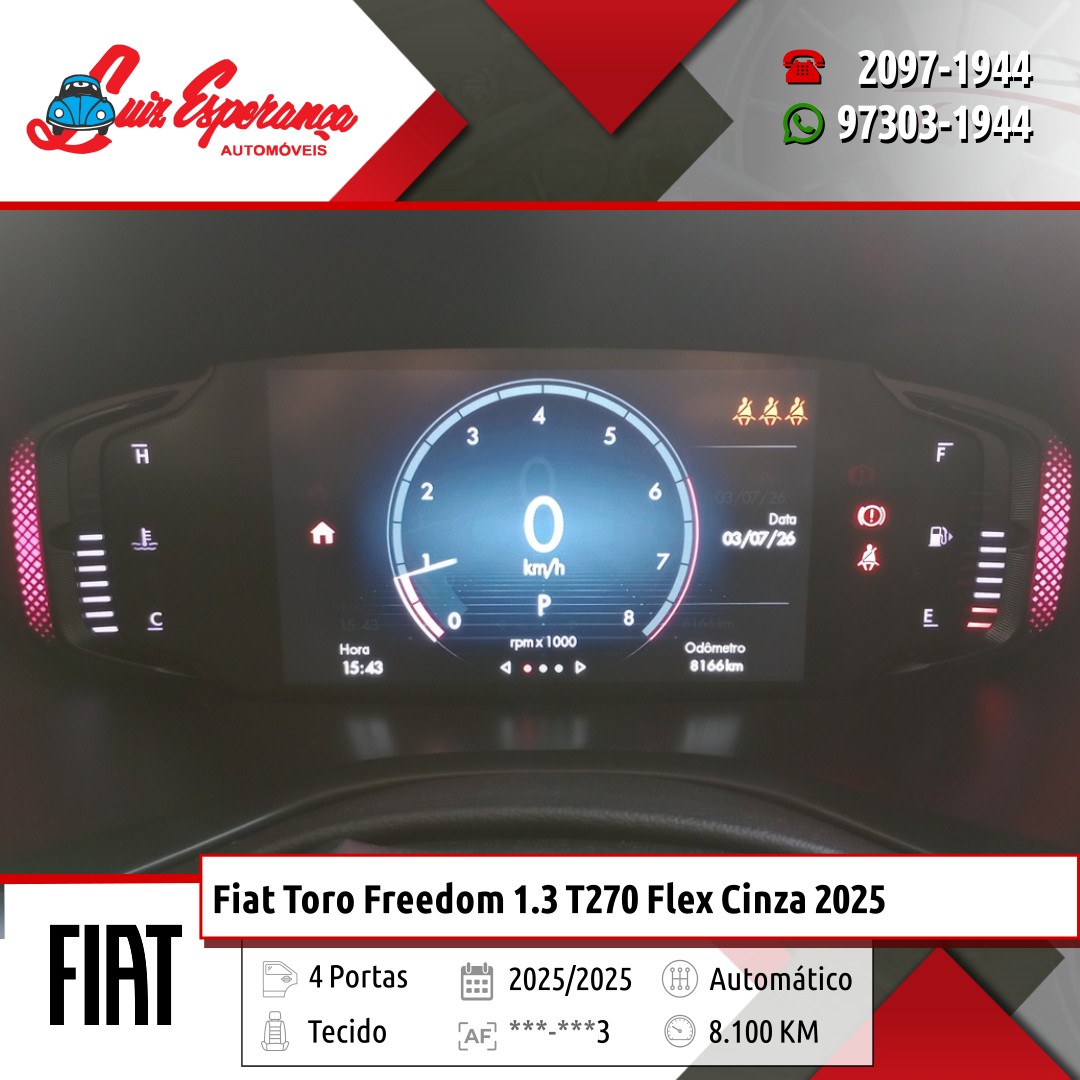 Fiat Toro Freedom 1.3 T270 Flex Cinza 2025