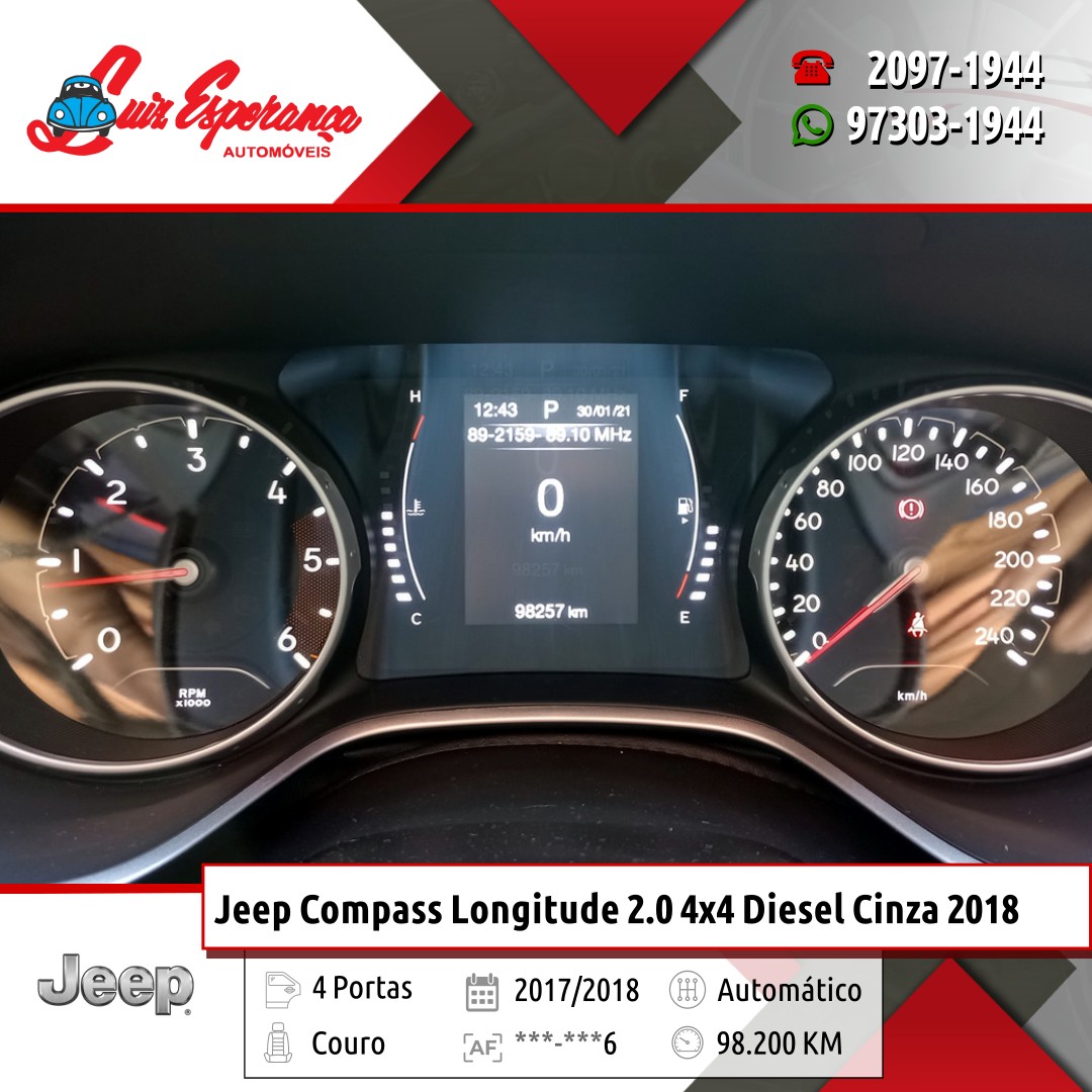 Jeep Compass Longitude 2.0 4×4 Diesel Cinza 2018