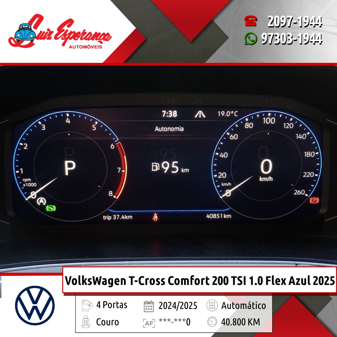 VolksWagen T-Cross Comfortline 200 TSI 1.0 Flex Azul 2025