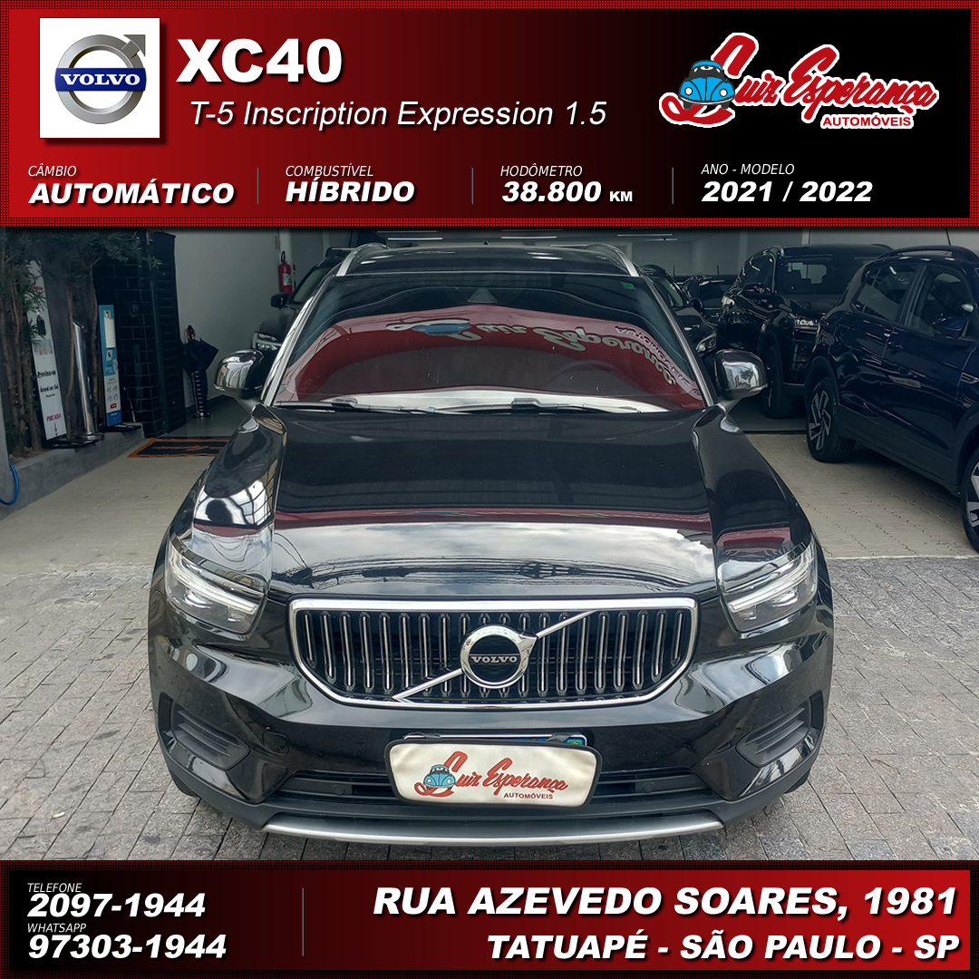 Volvo XC 40 T-5 Inscription 1.5 Híbrido Preto 2022