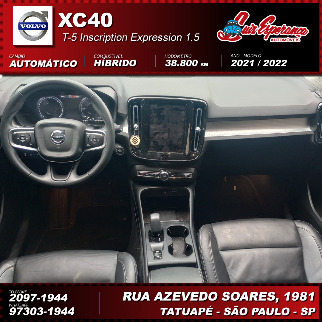 Volvo XC 40 T-5 Inscription 1.5 Híbrido Preto 2022