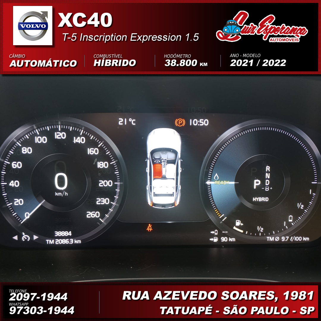 Volvo XC 40 T-5 Inscription 1.5 Híbrido Preto 2022