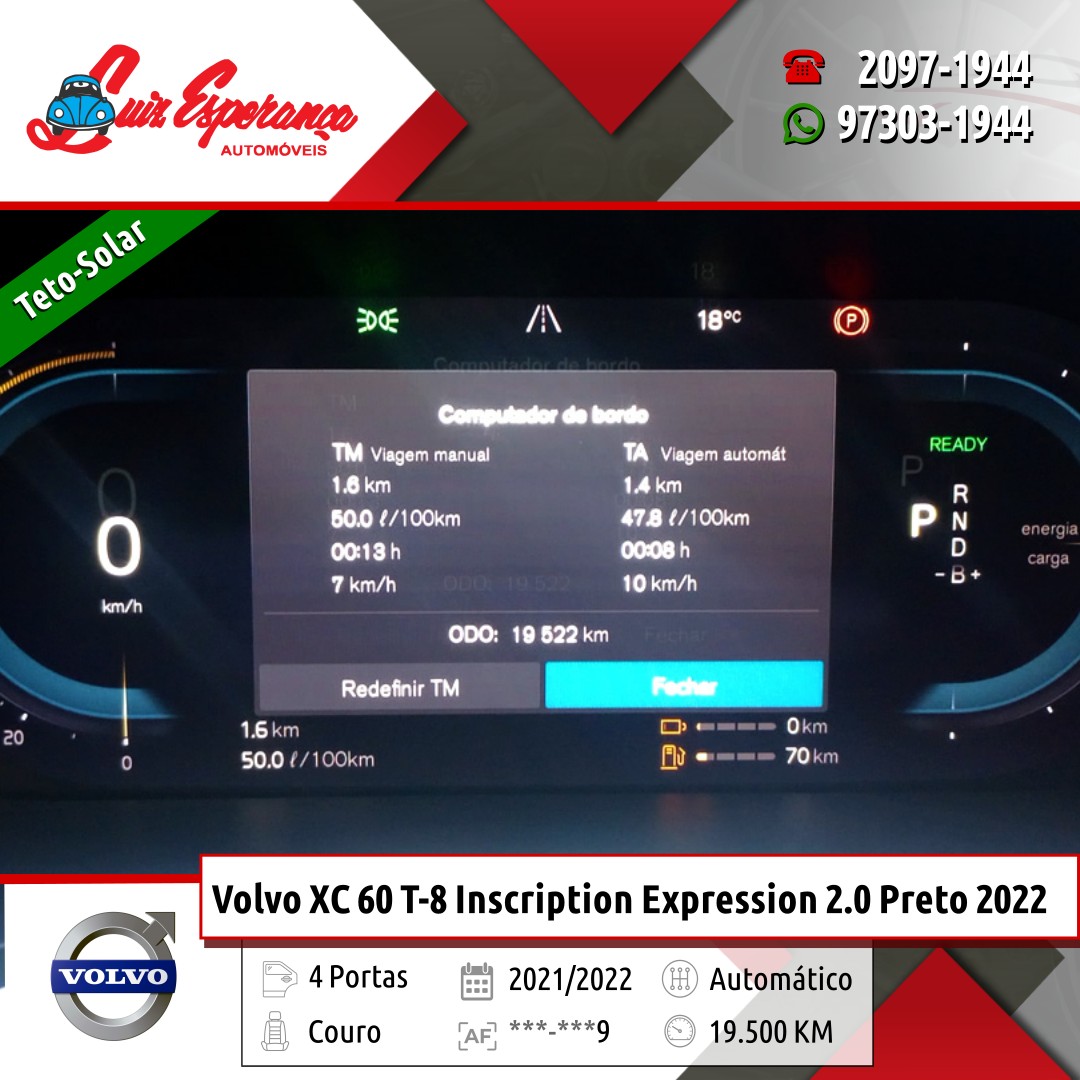 Volvo XC 60 T-8 Inscription Expression 2.0 Híbrido Preto 2022