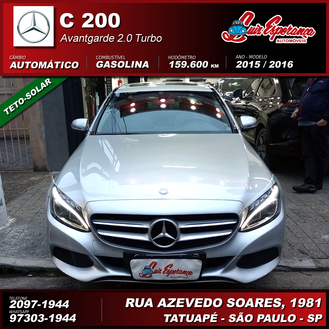 Mercedes-Benz C-200 Avantgarde 2.0 Turbo Gasolina Preto 2016