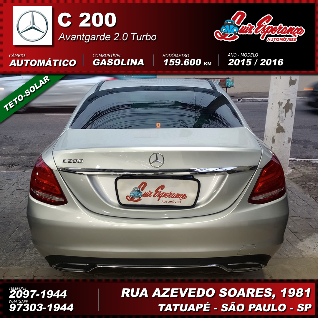 Mercedes-Benz C-200 Avantgarde 2.0 Turbo Gasolina Preto 2016
