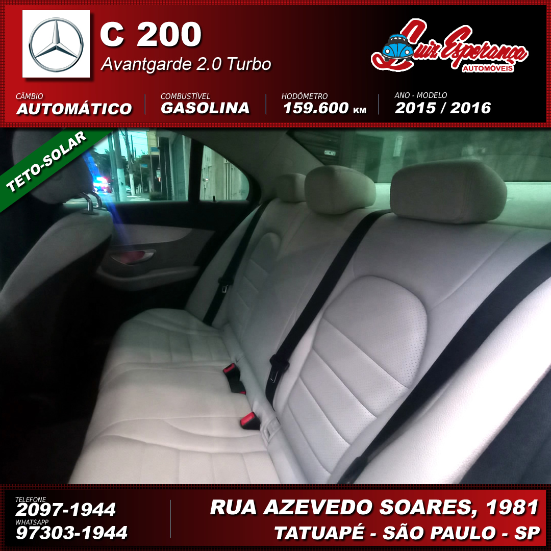 Mercedes-Benz C-200 Avantgarde 2.0 Turbo Gasolina Preto 2016