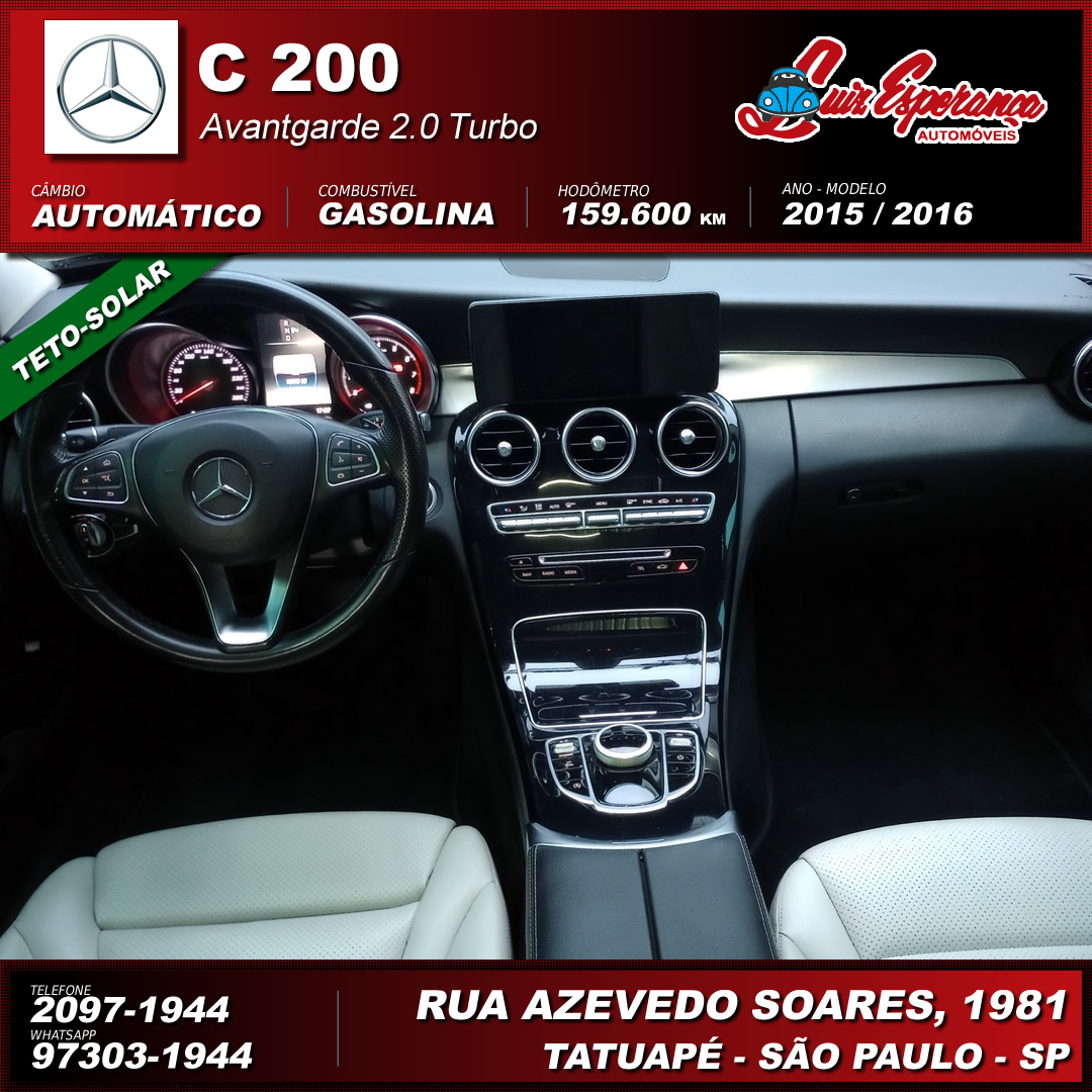 Mercedes-Benz C-200 Avantgarde 2.0 Turbo Gasolina Preto 2016