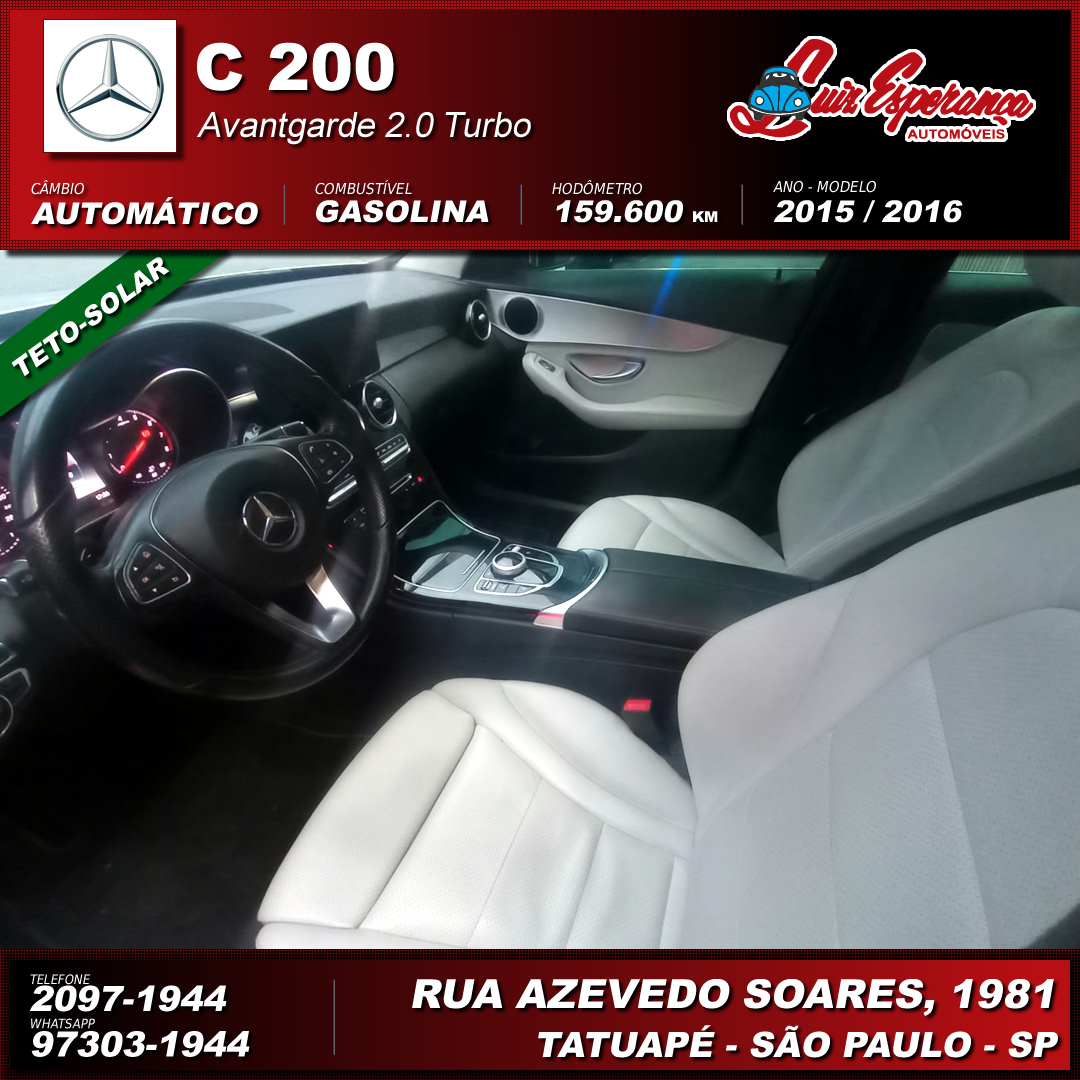 Mercedes-Benz C-200 Avantgarde 2.0 Turbo Gasolina Preto 2016