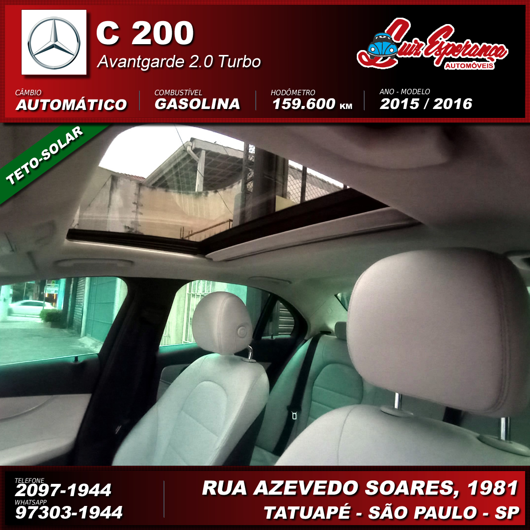 Mercedes-Benz C-200 Avantgarde 2.0 Turbo Gasolina Preto 2016