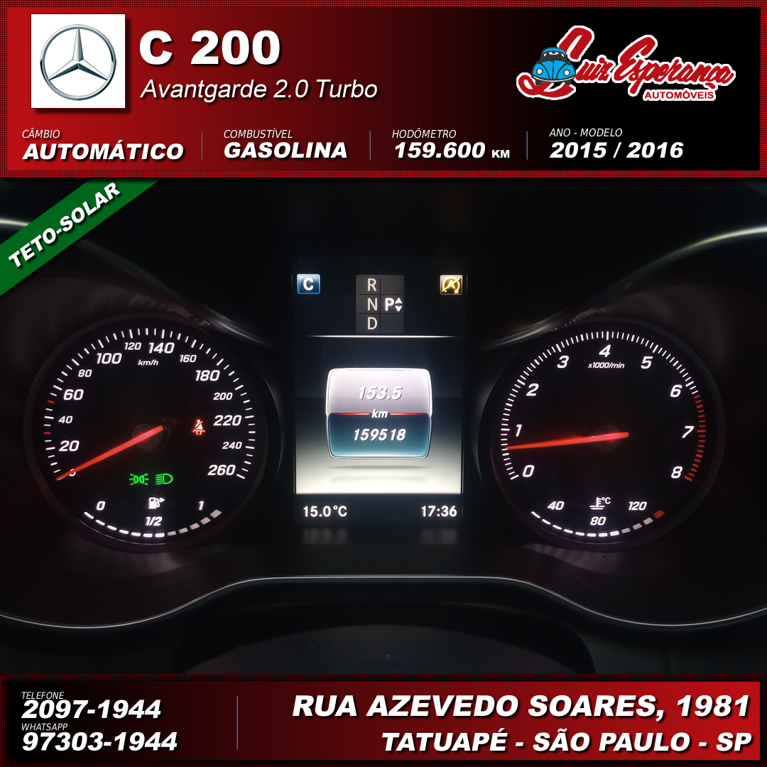 Mercedes-Benz C-200 Avantgarde 2.0 Turbo Gasolina Preto 2016