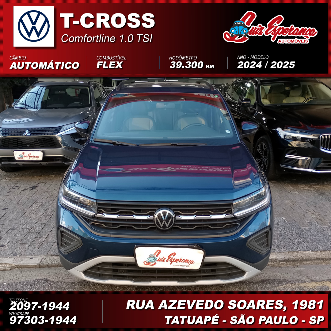 VolksWagen T-Cross Comfortline 200 TSI 1.0 Flex Azul 2025
