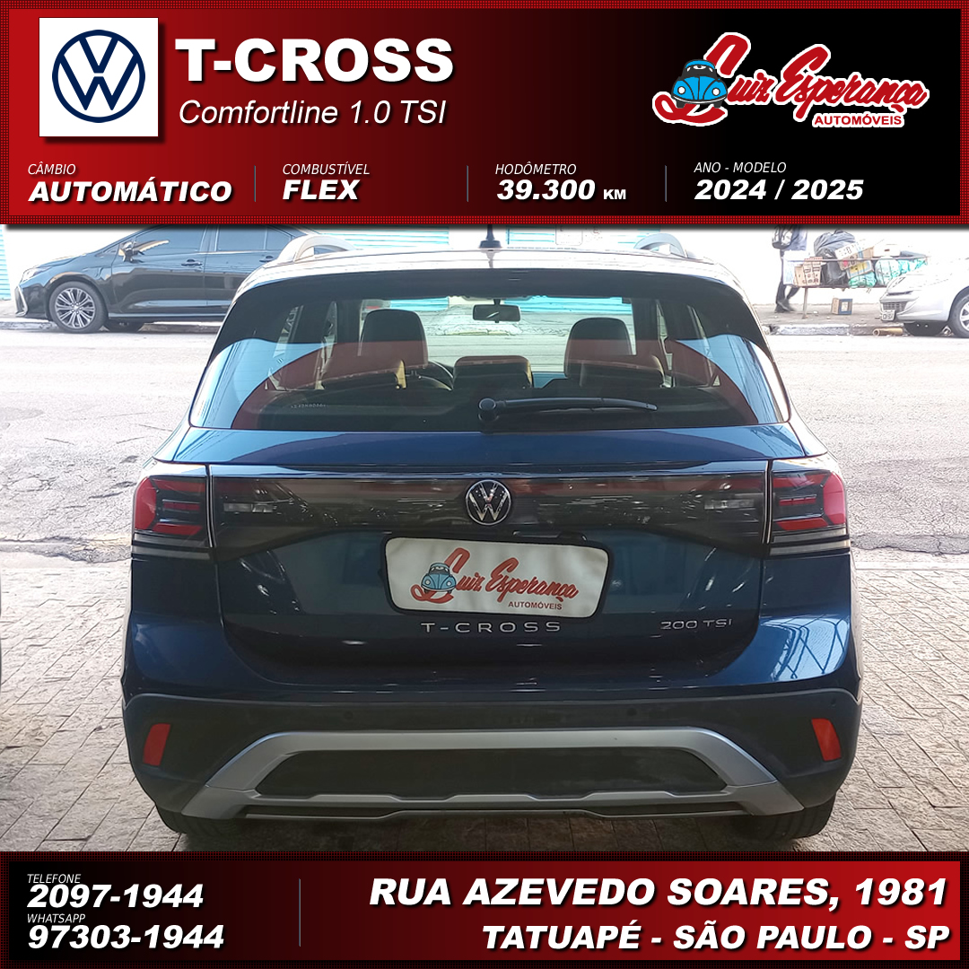 VolksWagen T-Cross Comfortline 200 TSI 1.0 Flex Azul 2025