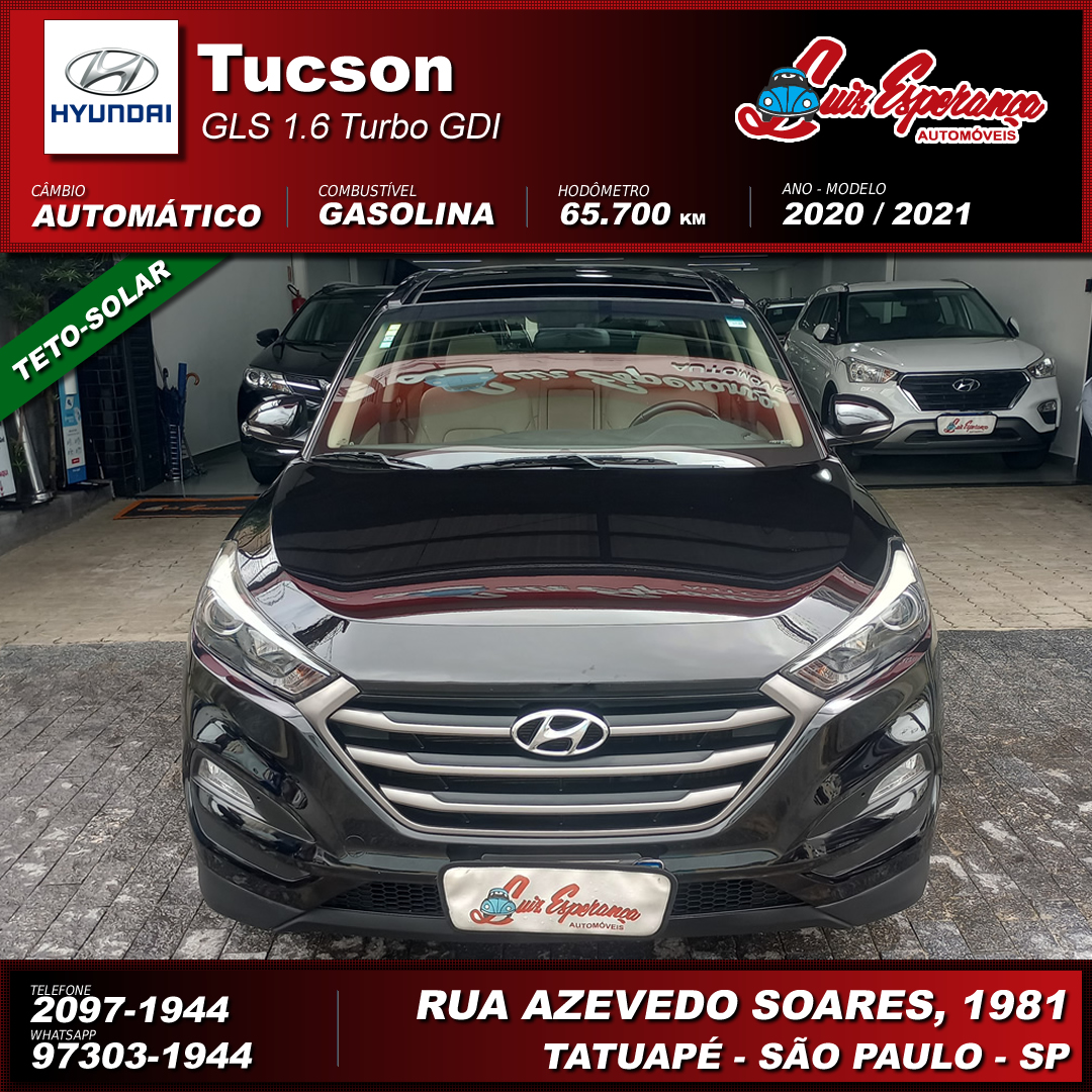 Hyundai Tucson GLS 1.6 Turbo Gasolina Preto 2021