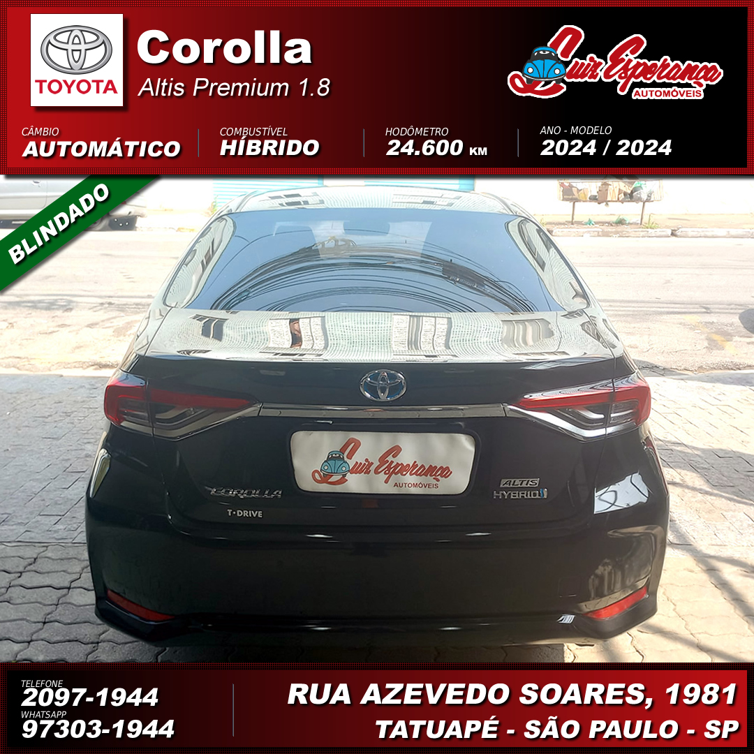 Toyota Corolla Altis Premium Híbrido Preto 2024
