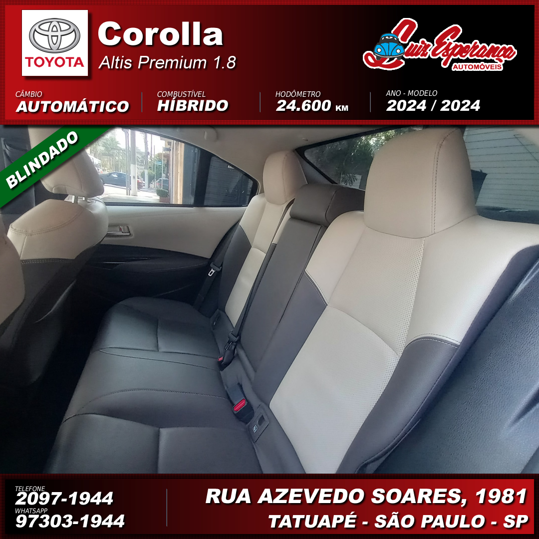 Toyota Corolla Altis Premium Híbrido Preto 2024