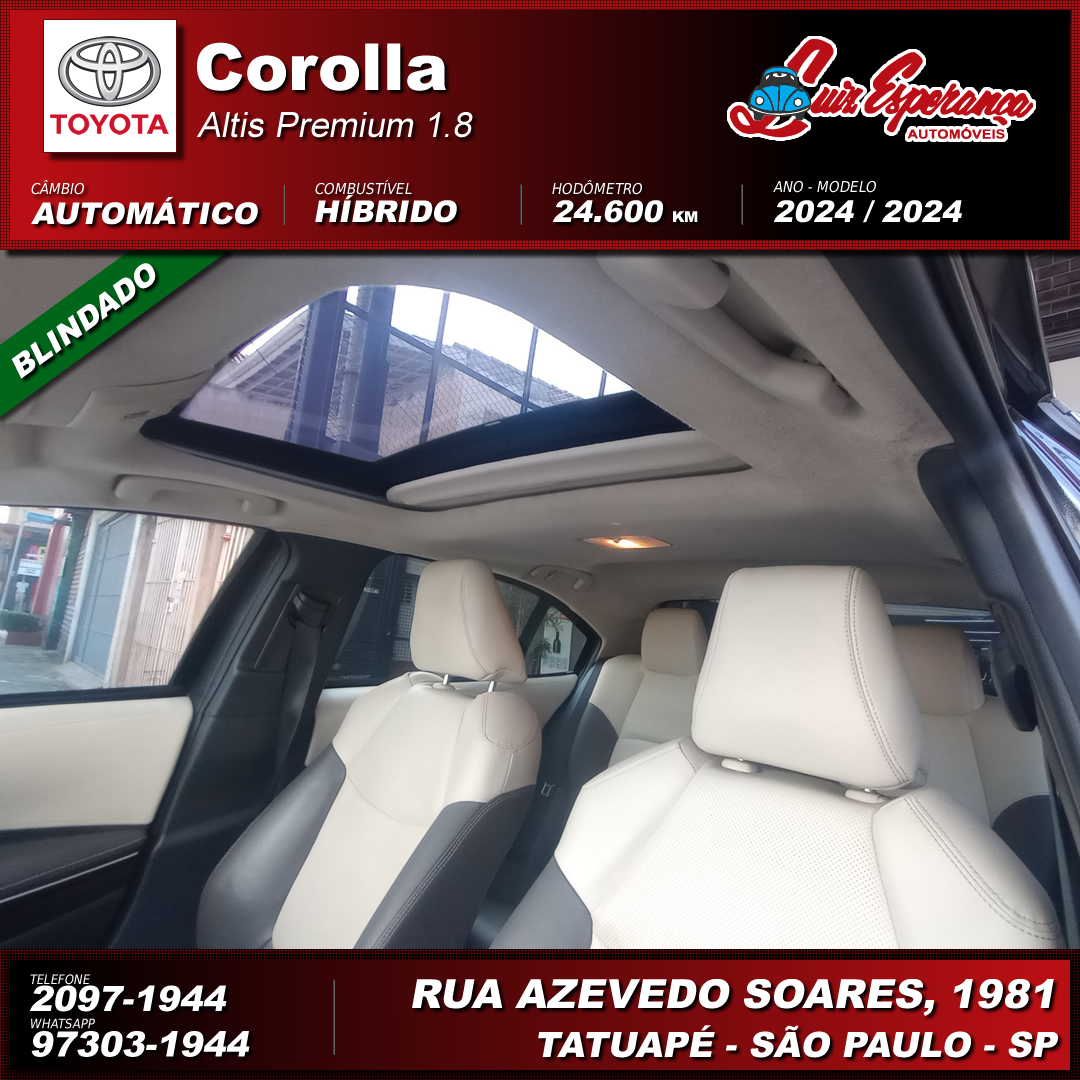 Toyota Corolla Altis Premium Híbrido Preto 2024