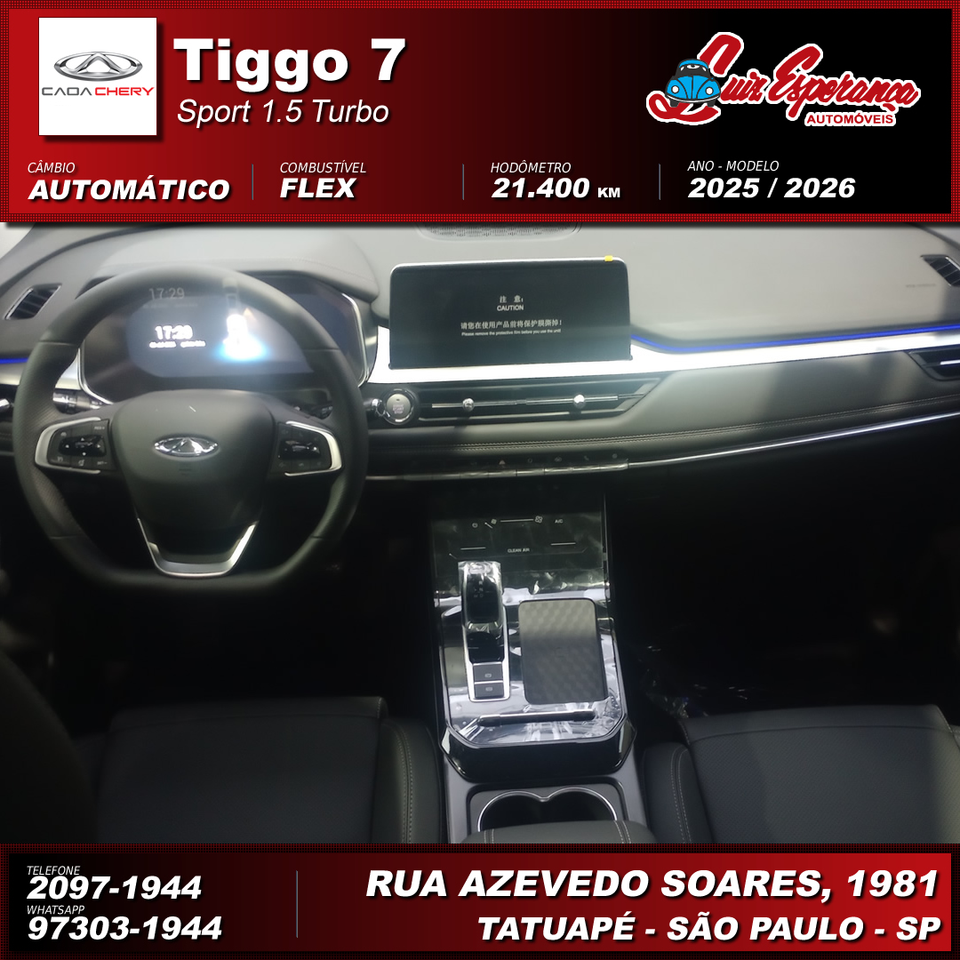 Chery Tiggo 7 Sport 1.5 Turbo Flex Preto 2026