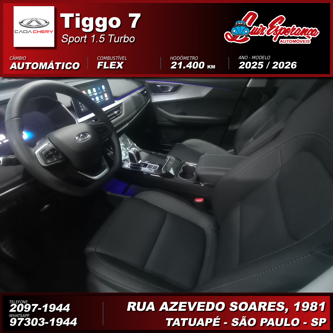 Chery Tiggo 7 Sport 1.5 Turbo Flex Preto 2026