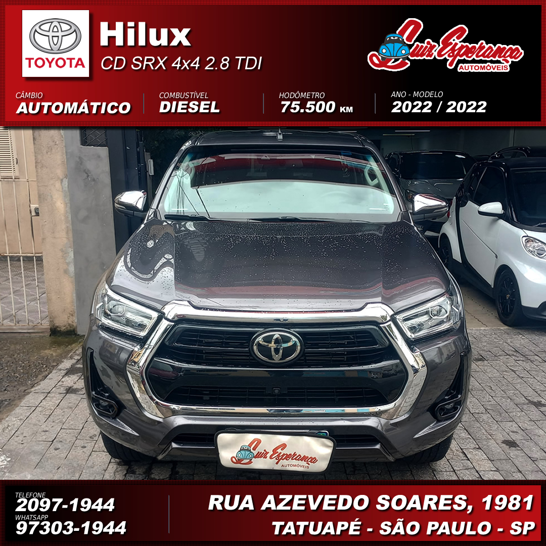 Toyota Hilux CD SRX 4×4 2.8 TDI Diesel Cinza 2022