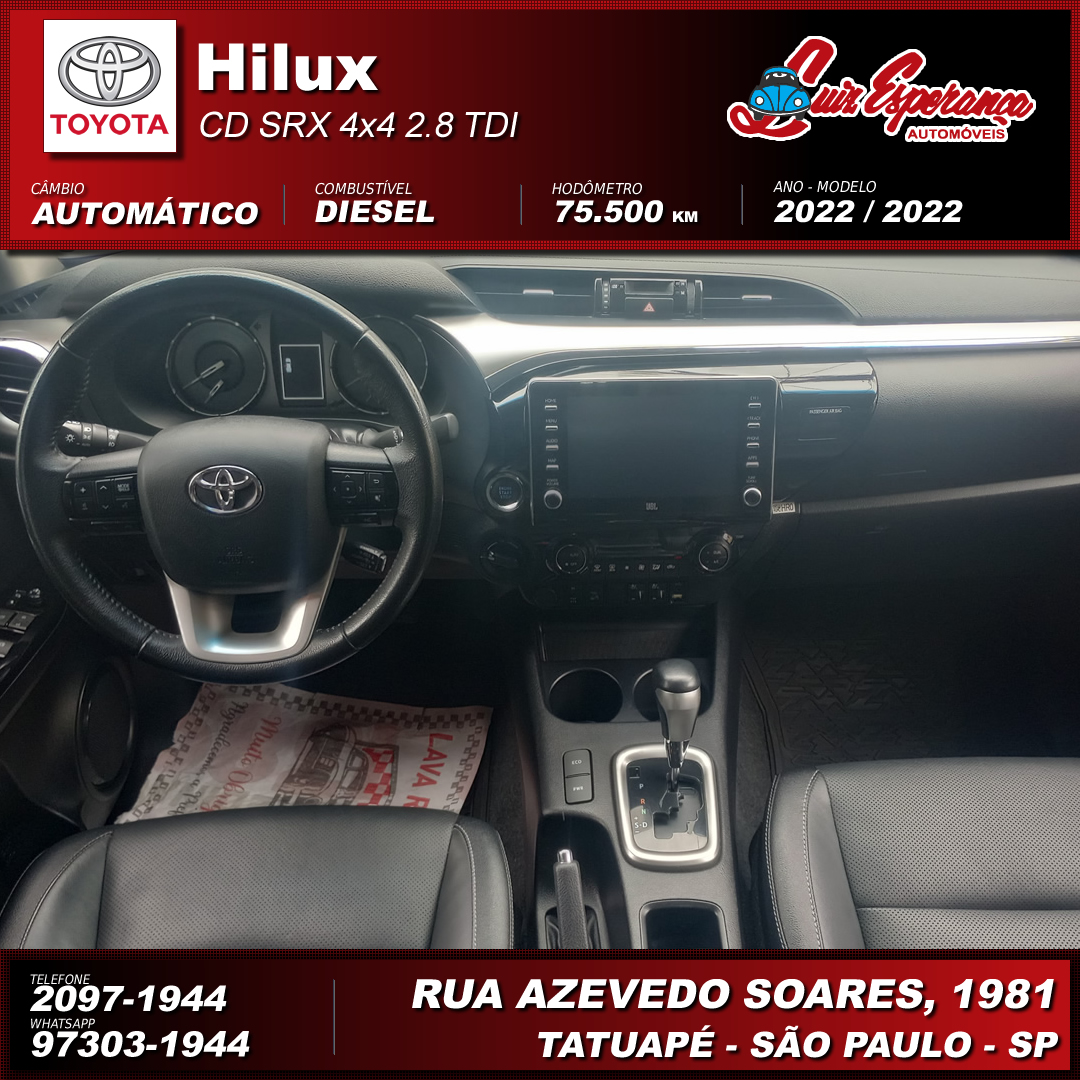Toyota Hilux CD SRX 4×4 2.8 TDI Diesel Cinza 2022