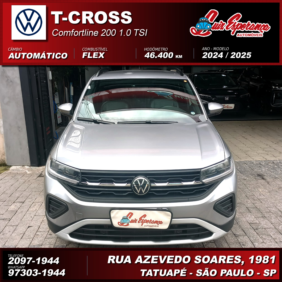 VolksWagen T-Cross Comfortiline 200 TSI 1.0 Flex Prata 2025