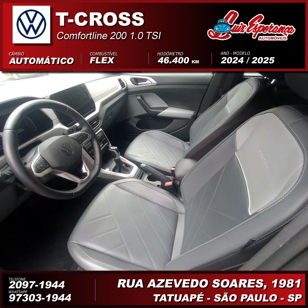 VolksWagen T-Cross Comfortiline 200 TSI 1.0 Flex Prata 2025