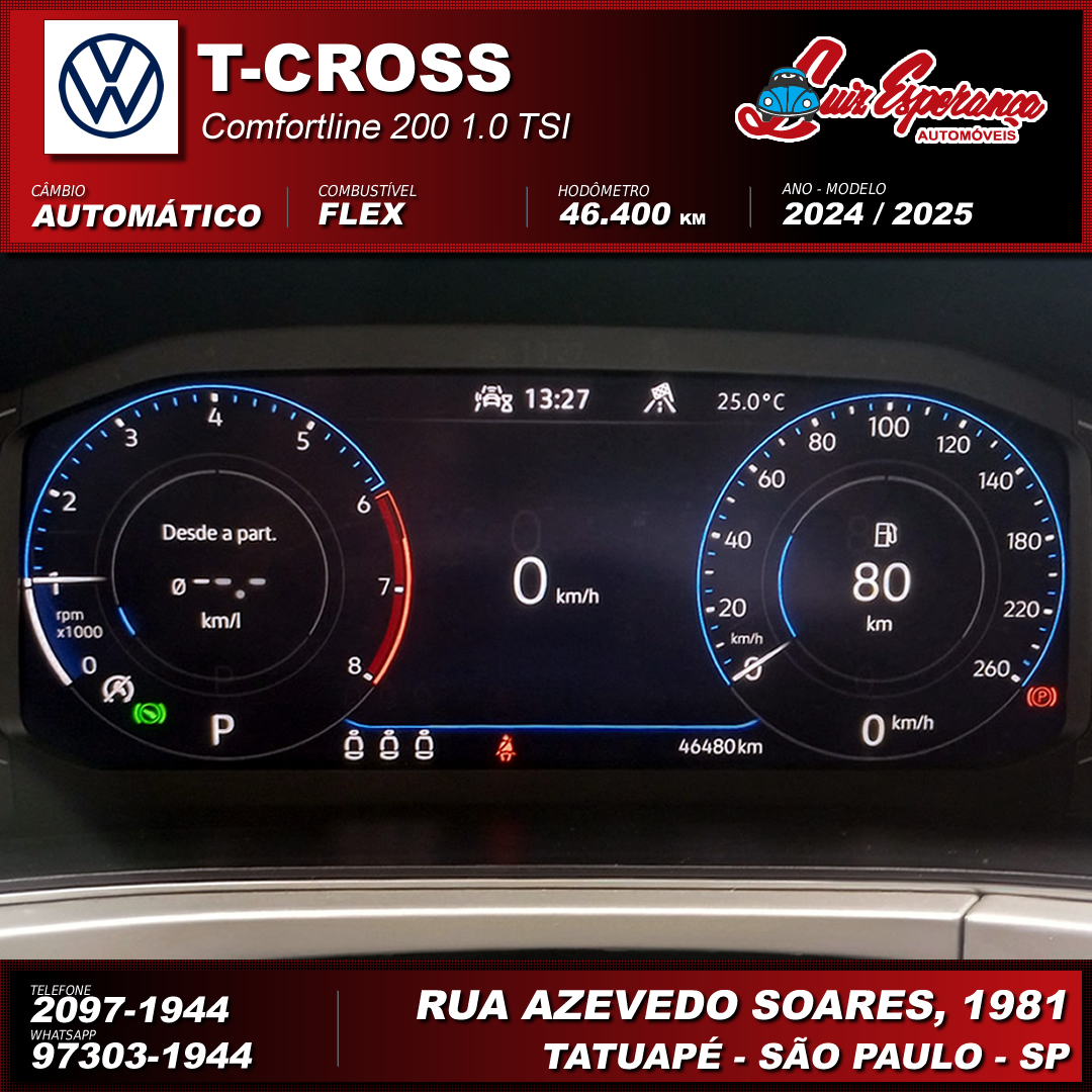 VolksWagen T-Cross Comfortiline 200 TSI 1.0 Flex Prata 2025